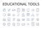 Educational tools line icons collection. Learning aids, Academic resources, Training materials, Instructional gear