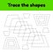 Educational tracing worksheet for kids kindergarten, preschool and school age. Trace the geometric shape. Dashed lines