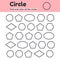 Educational worksheet for kids kindergarten, preschool and school age. Geometric shapes. Circle, oval, pentagon, hexagon