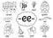 Ee digraph spelling rule black and white educational poster for kids