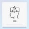 EEG: human head with electrodes thin line icon. Medical research. Diagnostic of brain activity. Modern vector illustration