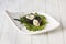 Eel and avocado maki, rice with vinegar, rolled nori seaweed
