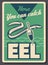 Eel fish fishing and float, vector