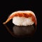 Eel sushi on black mirroring background