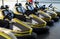 Eelctric bumper cars in a row in amusement park