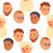 Eemotion vector people faces cartoon emotions avatar illustration. Woman and man emoji face icons and emoji face cute