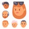 Eemotion vector people faces cartoon emotions avatar illustration. Woman and man emoji face icons and emoji face cute