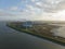 Eemshaven, Het Hogeland, 26th of December 2022. Eemshaven power plant aerial drone view.