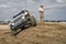 eep Wrangler, Rubicon model, on a muddy training drive off-road course with an instructor or