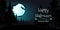 Eerie atmosphere of Happy Halloween vector banner illustration. A spooky moonlit night featuring a haunting forest, bats, and a