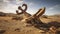 Eerie Beauty: A Rusty Anchor Lost in the Heart of the Desert Sands - A Surreal Tale of Isolation and Time