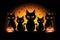 Eerie Black Cats Halloween Stickers on White Background AI Generated