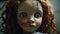 Eerie Close-up Photo Of Red-haired Poltergeist Doll In 8k Resolution