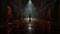 Eerie Dark Hallway Painting With Lurking Figures