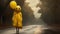 Eerie And Dreamy Photo: Yellow Smiley On Road With Balloons