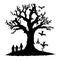 Eerie Enchantment Halloween Tree Silhouette This Halloween background, with its artistic portrayal of nature and horror, brought t