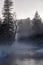 Eerie evening mist in Yosemite valley