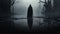 Eerie Figure Walking On Black Waters: Morbid, Grim Dark Art In Octane