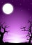 Eerie halloween night background with a full moon