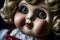 Eerie haunted doll with big eyes. paranormal photography