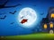 Eerie Haunting: Full Moon Over Spooky Halloween House