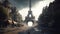 An Eerie Illustration Depicting the Aftermath of a Catastrophic Event that Left Paris in Ruins, Wreckage and Desolation.