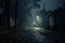 Eerie Night dark street. Generate Ai