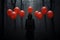 Eerie Night in a Haunted Forest. Red Balloons, Shadowy Silhouette, Halloween Scary Picture.