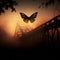 Eerie Nocturnal Encounter: Legendary Mothman in Flight Above Bridge