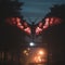 Eerie Nocturnal Encounter: Mothman\\\'s Menacing Presence Shrouded in Darkness