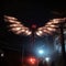 Eerie Nocturnal Encounter: Mothman Soars Above Urban Street Amid Night