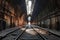 eerie perspective of a long, empty subway tunnel