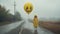 Eerie Portraiture: Elizabeth In Yellow Raincoat With Balloons