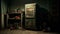 Eerie Rusty Fridge In A Dark Room: Realistic Depiction Of Everyday Life