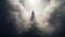 Eerie Symbolism: Woman\\\'s Silhouette Emerging From Clouds