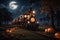 Eerie Train Ride Through a Moonlit Nightmare. Halloween Train of Nightmares in 8K Ultra HD. Generet Ai.