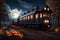 Eerie Train Ride Through a Moonlit Nightmare. Halloween Train of Nightmares in 8K Ultra HD. Generet Ai.