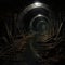 Eerie underground tunnel with cryptic pathways