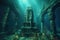 eerie underwater view of forgotten monument