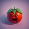 This eerie vegetable with piercing eyes and sharp teeth resembles a scary pumpkin. AI generated