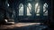 Eerie Whispers Hauntingly Beautiful Interior of an Abandoned Building. created with Generative AI