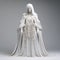 Eerie White Dress With Hood And Cape - Realistic Sculpture Inspired Costume