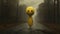 Eerie Yellow Smiley Person In Surrealistic Dystopia
