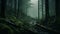 Eerily Realistic Dark Forest Path In Science-fiction Style