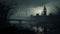 Eerily Realistic Dark Sky With Mist And Silhouette Of Big Ben