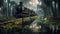 Eerily Realistic Digital Art Of An Old Train Traveling Into The Swamp