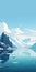 Eerily Realistic Glacier Illustration With Mountains In Flat Brushwork Style