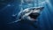 The Eerily Realistic Great White Shark: A Hyper Realistic 8k Tracing In Blue Water