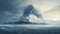 Eerily Realistic Ice Volcano In Summer Ocean - Atmospheric Matte Painting