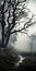 Eerily Realistic Image Of A Foggy Forest With Twisted Branches
